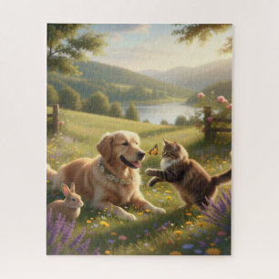 Unschuldige Freundschaft in der Umarmung der Natur Puzzle
