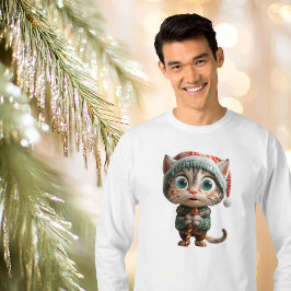Unschuldige Katze Weihnachten Elf Männer T-Shirt