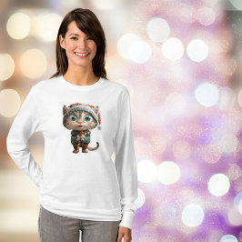 Unschuldige Katzen Weihnachten Elf Frauen T-Shirt