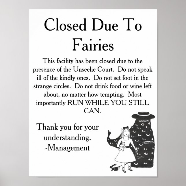 Unseelie Fairies Warnzeichen Poster (Vorne)