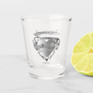 "Unser 10. Geburtstag der Zehn" 3D-Herz-Emblem Schnapsglas