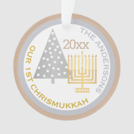 Unser 1. Chrismukkah Chic Keepake Holiday Foto Ornament