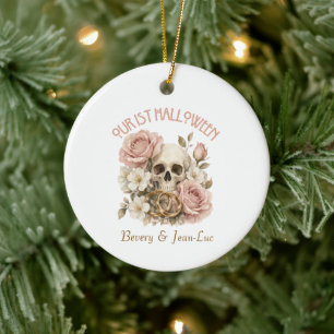 Unser 1. Halloween Soft Colors Totenkopf & Rosen Keramik Ornament