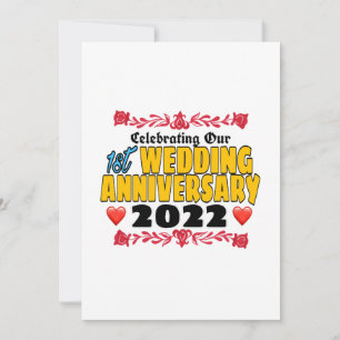 Unser 1. Hochzeitstag 2022 feiern Einladung