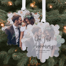 Unser 1. Jubiläum Hochzeit Fotos Weihnachten Ornament Karte