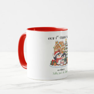 Unser 1. Weihnachten als drei Winter-Pinguine Szen Tasse