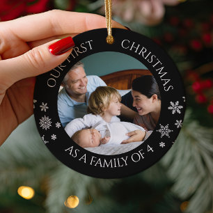 Unser 1. Weihnachten als Familie von 4 Weihnachten Ornament