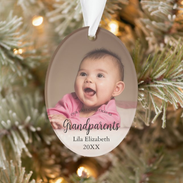 Unser 1. Weihnachten als Grandeleltern Baby Foto Ornament (Baum)