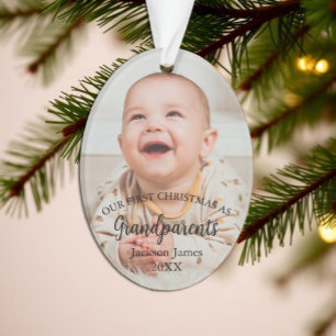 Unser 1. Weihnachten als Grandeleltern Baby Foto Ornament