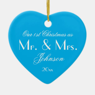 Unser 1. Weihnachten als Mr. & Mrs. Script Elegant Keramik Ornament