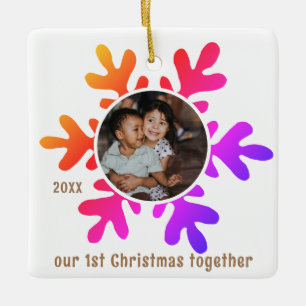 Unser 1. Weihnachten Farbige Schneeblume Kinder Fo Keramikornament