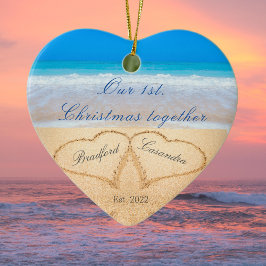 Unser 1. Weihnachten zusammen | Herzen in Sand Keramik Ornament