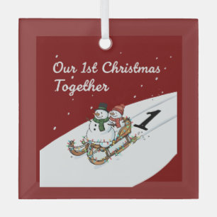 Unser 1. Weihnachten Zusammen   Süßes Schneemann-P Ornament Aus Glas