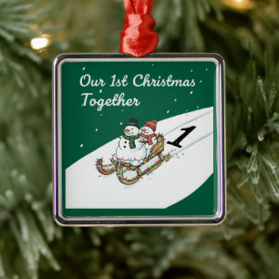 Unser 1. Weihnachten Zusammen   Süßes Schneemann-P Ornament Aus Metall
