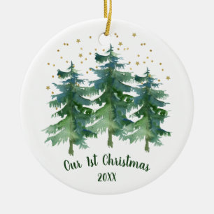 Unser 1. Weihnachtsfoto Keramik Ornament