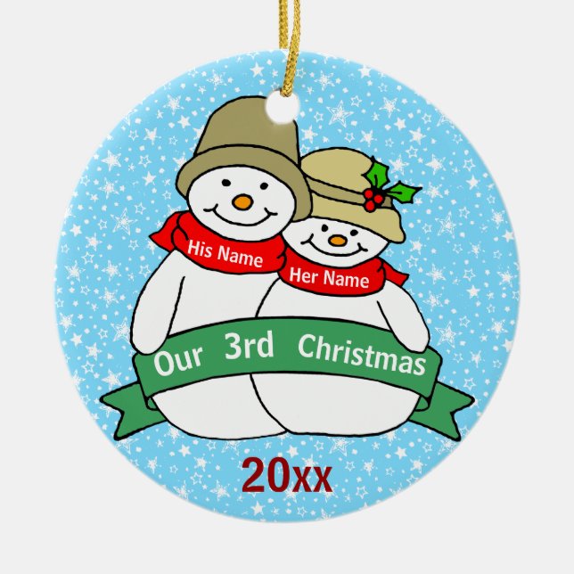 Unser 3. Weihnachten Keramikornament (Vorne)