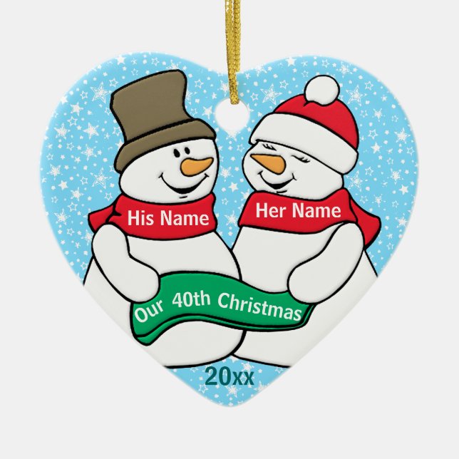 Unser 40. Weihnachten Keramik Ornament (Vorne)
