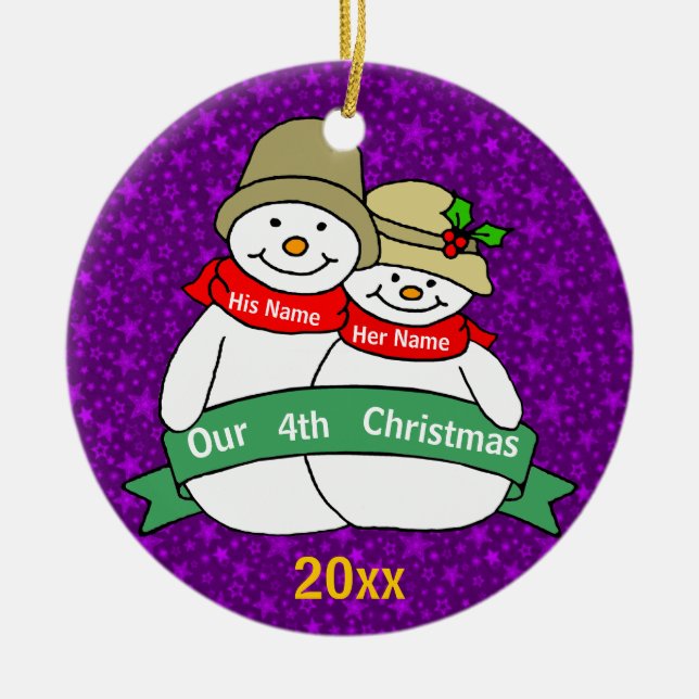 Unser 4. Weihnachten Keramikornament (Vorne)