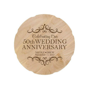 Unser 50-jähriges Hochzeitstag-Flachstapel-Holzpl