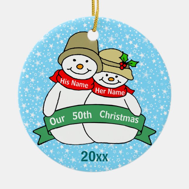 Unser 50. Weihnachten Keramik Ornament (Vorne)