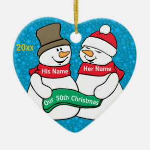 Unser 50. Weihnachten Keramikornament