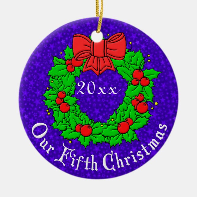 Unser 5. Jahrestag Keramikornament (Vorne)