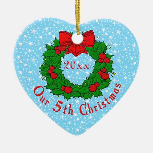 Unser 5. Jahrestag Keramikornament (Vorne)