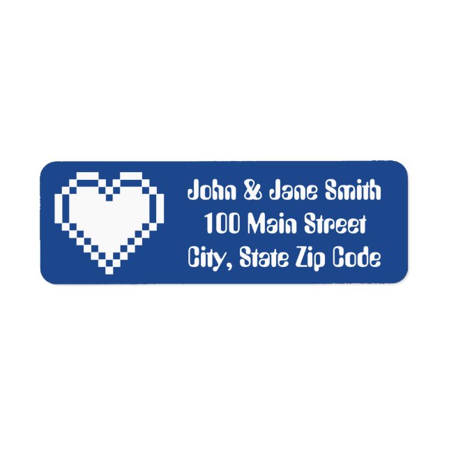 Unser 8-Bit-Herz in Blue-Rücksendeadresse-Label (Vorne)