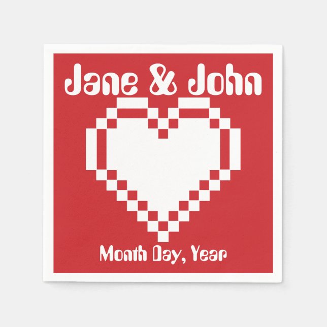 Unser 8-Bit-Herz in Cherry Napkins Serviette (Vorderseite)
