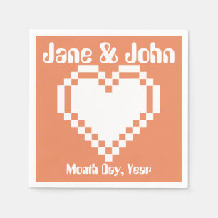 Unser 8-Bit-Herz in Coral Napkins Serviette