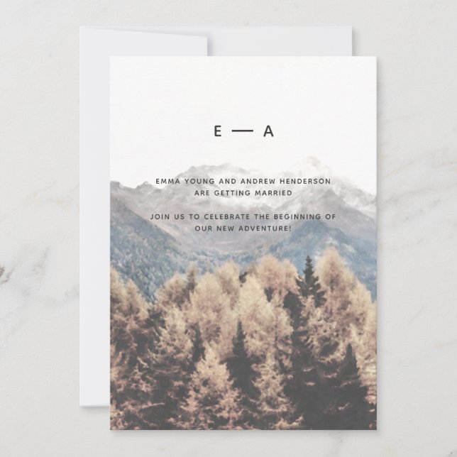 Unser Abenteuer beginnt die Natur Pinienwälder Einladung (Vorderseite)