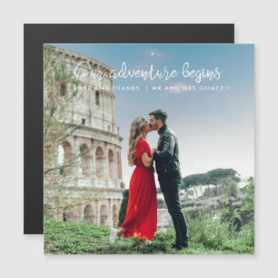 Unser Abenteuer beginnt Foto Danke Hochzeit Magnetkarte