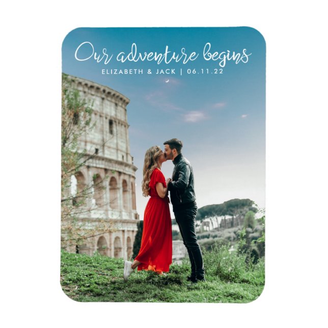 Unser Abenteuer beginnt Foto Save the Date Magnet (Vertikal)