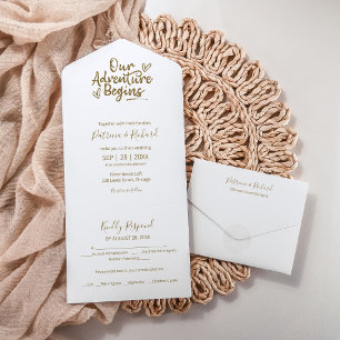 Unser Abenteuer beginnt Hochzeit in einer Einladun All In One Einladung