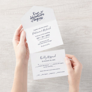 Unser Abenteuer beginnt Hochzeit in einer Einladun All In One Einladung