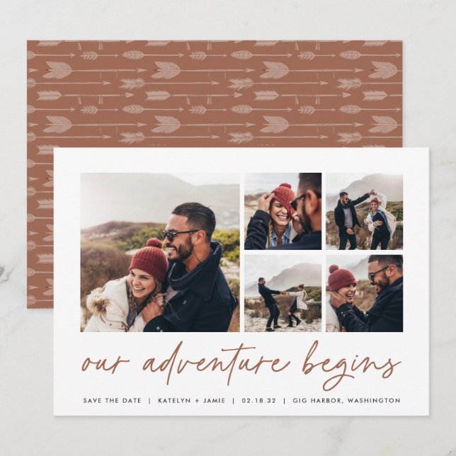 Unser Abenteuer beginnt | Multi-Foto Save The Date (Vorne/Hinten)