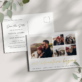 Unser Abenteuer beginnt | Multi-Foto Save the Date Folie Einladungspostkarte