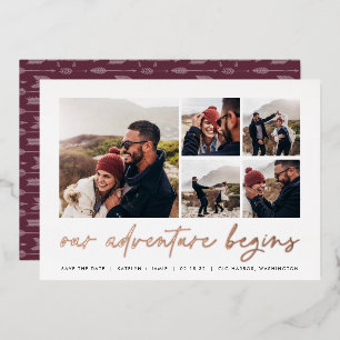 Unser Abenteuer beginnt Multi-Foto Save the Date Folieneinladung