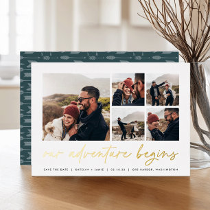 Unser Abenteuer beginnt   Multi-Foto Save the Date Folieneinladung