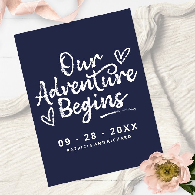 Unser Abenteuer beginnt Save the Date außerhalb de Postkarte (Von Creator hochgeladen)
