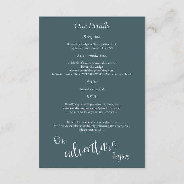 Unser Abenteuer beginnt See in den Bergen Details Begleitkarte (Vorderseite)