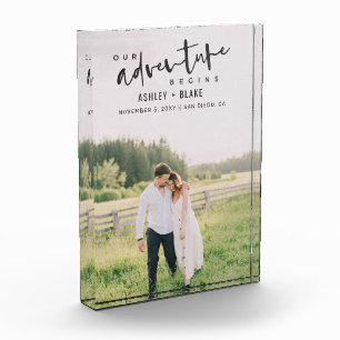 Unser Abenteuer beginnt Skript-Foto Save the Date Fotoblock