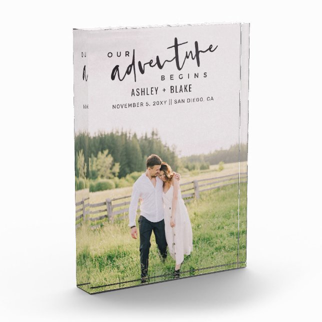 Unser Abenteuer beginnt Skript-Foto Save the Date Fotoblock (Links)