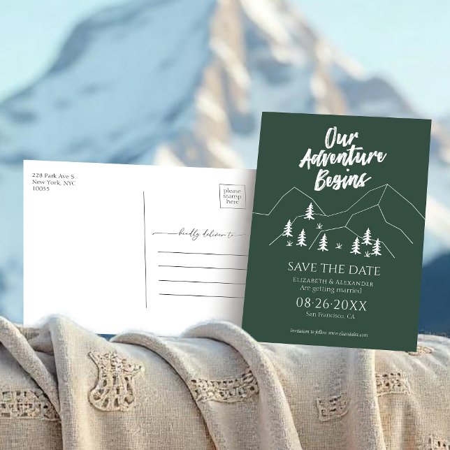 Unser Abenteuer beginnt Waldhochzeit retten den Te Postkarte (Von Creator hochgeladen)