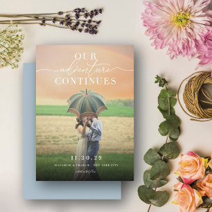 Unser Adventure setzt das Chic Classic Script-Foto Save The Date