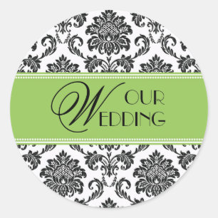 Unser Aufkleber für den grünen Damast zum Hochzeit