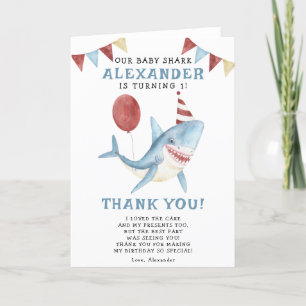 Unser Baby Hai 1. Geburtstag unter dem Meer Dankeskarte
