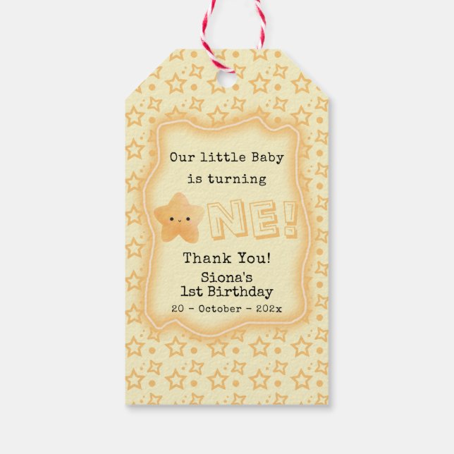 Unser Baby macht einen Niedlichen 1. Geburtstag Geschenkanhänger (Rückseite)