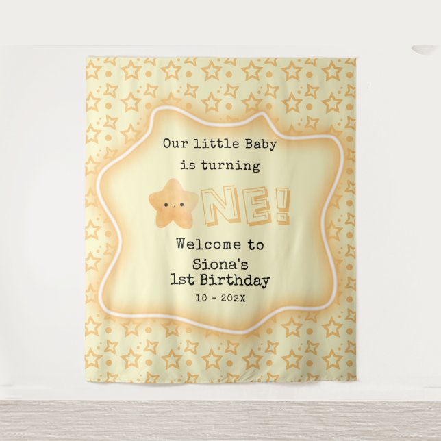 Unser Baby macht einen Niedlichen 1. Geburtstag Wandteppich (Vorderseite)