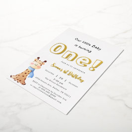 Unser Baby macht einen Niedlichen Giraffe 1. Gebur Folieneinladung